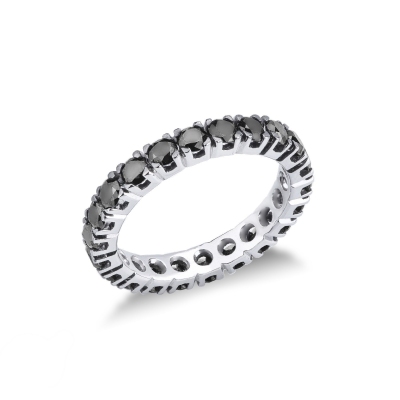 Bague Éternité en or blanc 750 avec diamants noirs