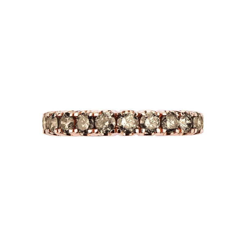Bague Eternity en or rose 18k avec diamants brown