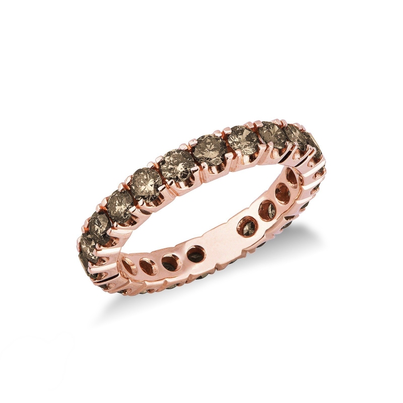 Bague Eternity en or rose 18k avec diamants brown
