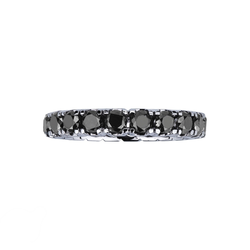  Bague Éternité en or blanc 18k avec diamants noirs
