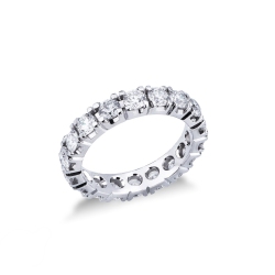 Bague éternité à griffes en or blanc 18 carats avec diamants de 0,15 ct
