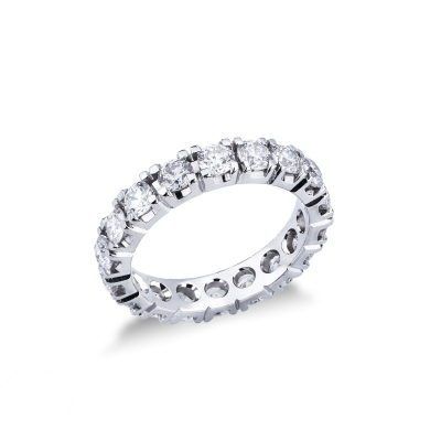 Bague éternité à griffes en or blanc 18 carats avec diamants de 0,15 ct
