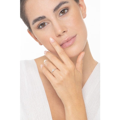 Solitaire or blanc 750 diamant 0.15 ct