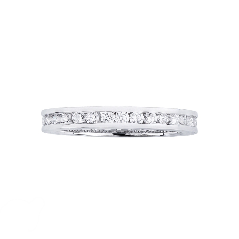 Bague Eternity design en or blanc 18k avec diamants