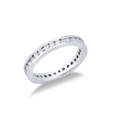 Bague Eternity design en or blanc 18k avec diamants