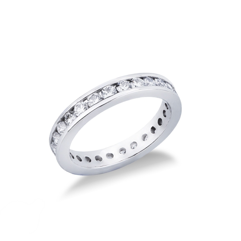 Anneau éternité diamants 0,05 ct or blanc 750