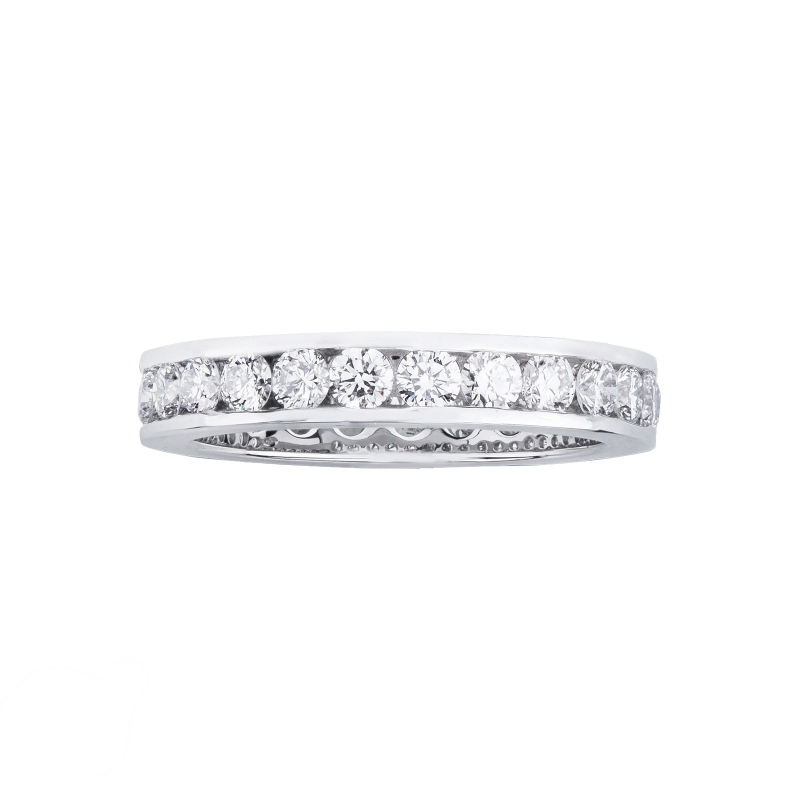 Bague Eternity rail en or blanc 18k avec diamants