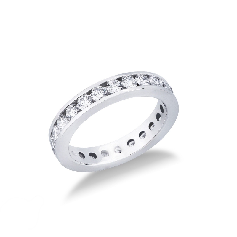 Bague Eternity rail en or blanc 18k avec diamants