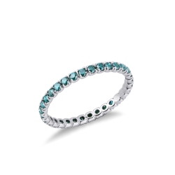 Bague eternity en Or Blanc 18k avec diamants bleus taille brillant