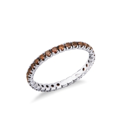 Bague Eternity en or blanc avec diamants cognac