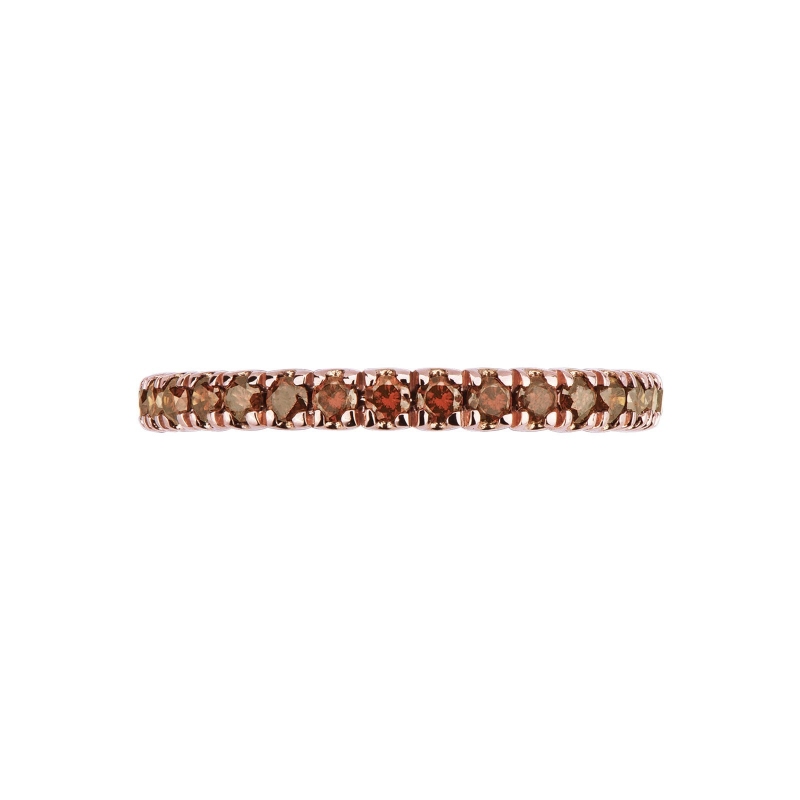 Bague Eternity en or rose 18k avec diamants cognac