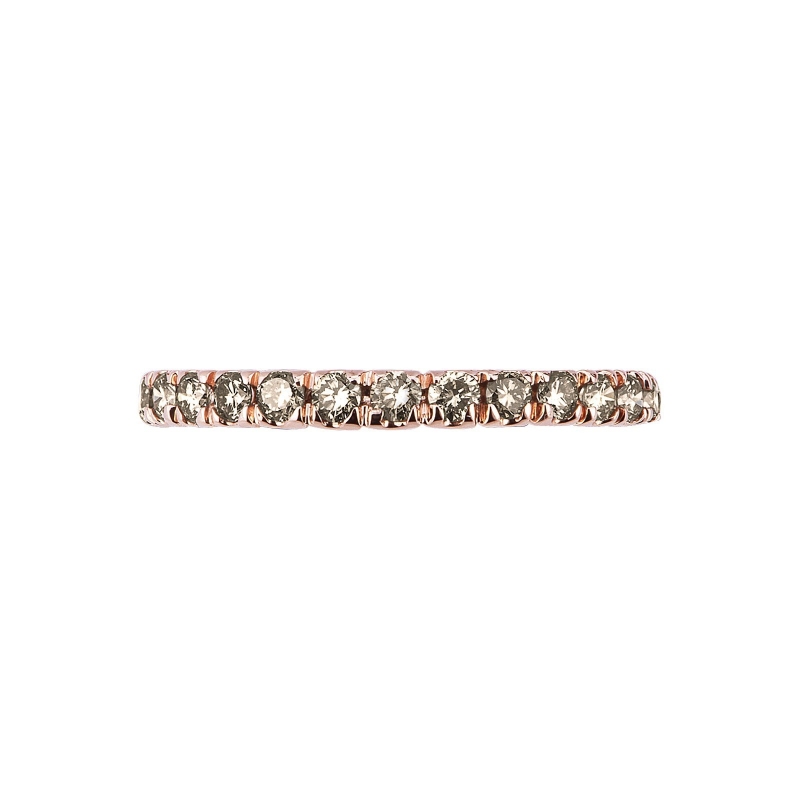 Bague Eternity griffes en or rose 18k avec diamants brown