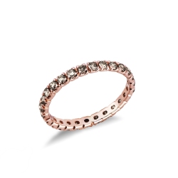Bague Eternity griffes en or rose 18k avec diamants brown