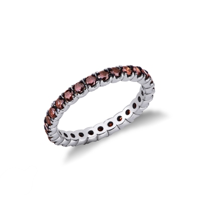 Bague Eternity or blanc 18k avec diamants cognac