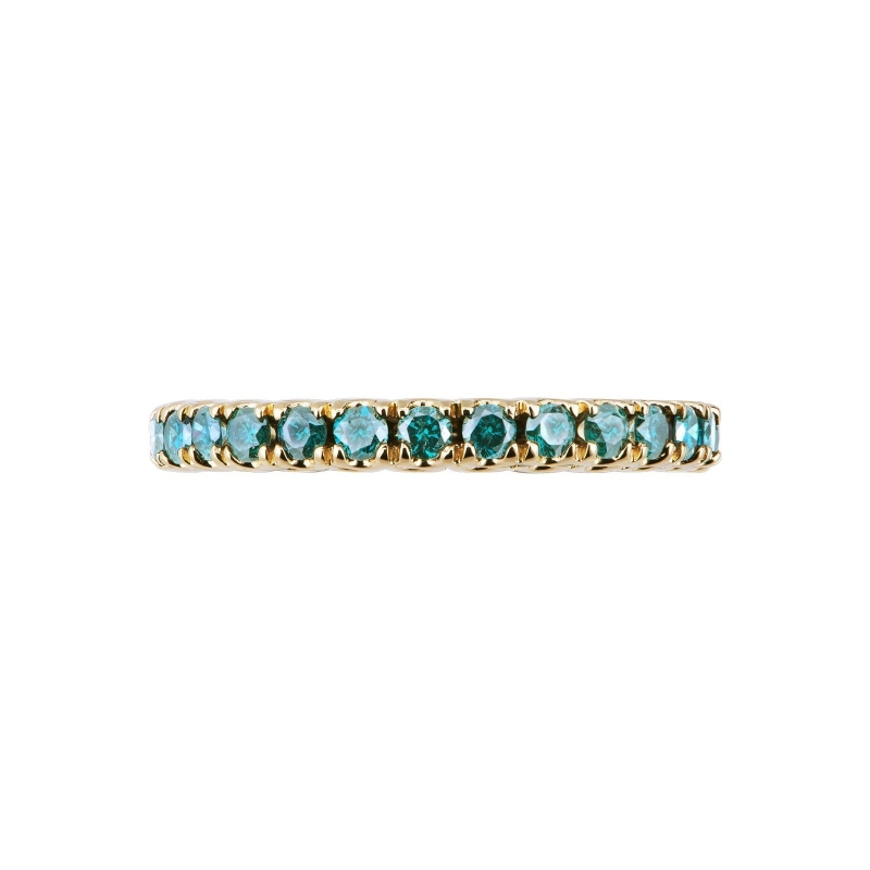 Bague eternity en Or Jaune 18k avec diamants bleus