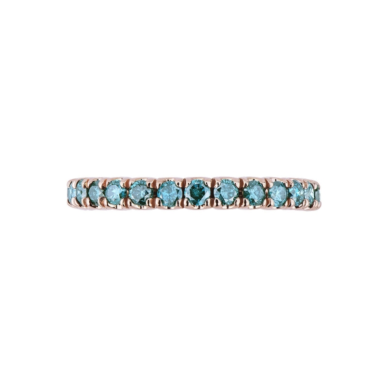 Bague d’éternité à griffes en Or Rose 18k et diamants blue