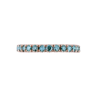 Bague d’éternité à griffes en Or Rose 18k et diamants blue