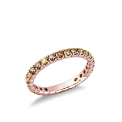 Bague rivière de diamants yellow en Or Rose 18k