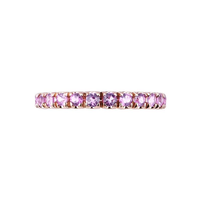 Bague eternity or rose 18k avec saphirs roses