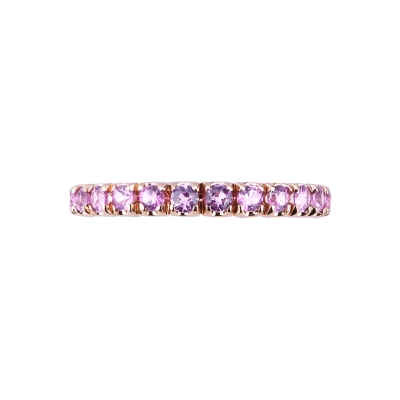 Bague eternity or rose 18k avec saphirs roses