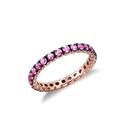 Bague or rose 18k saphirs rose pointes brunies