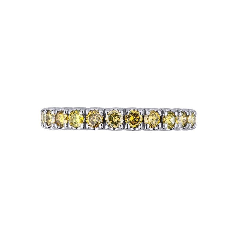 Bague Eternity or blanc 18k diamants jaunes