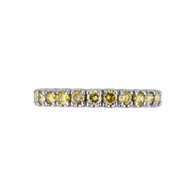 Bague Eternity or blanc 18k diamants jaunes
