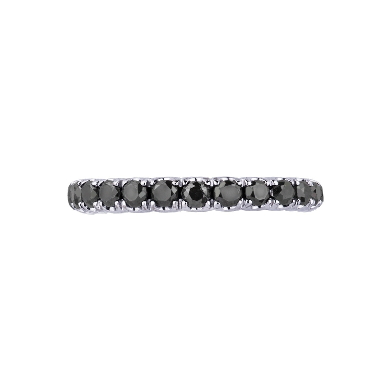 Bague homme Eternity à griffes en or blanc 18k sertie de diamants noirs