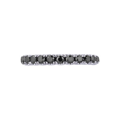 Bague homme Eternity à griffes en or blanc 18k sertie de diamants noirs