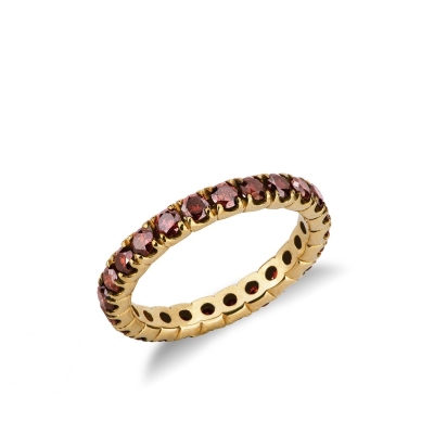 Bague Eternity 18k or jaune diamants cognac