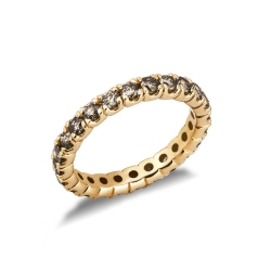 Bague Eternity 18k or jaune diamants brown
