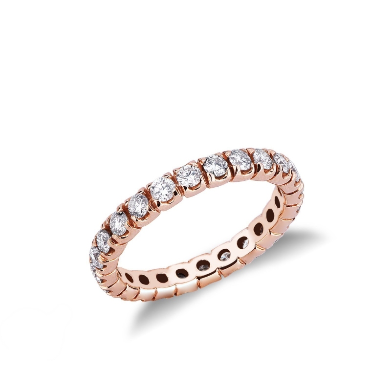 Bague éternité en or rose 18k sertie de diamants