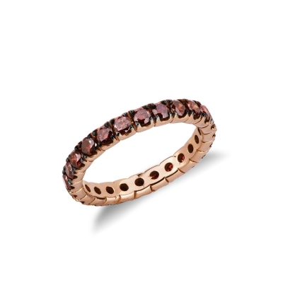 Bague d’Éternité raffinée en or rose 18k avec diamants marron