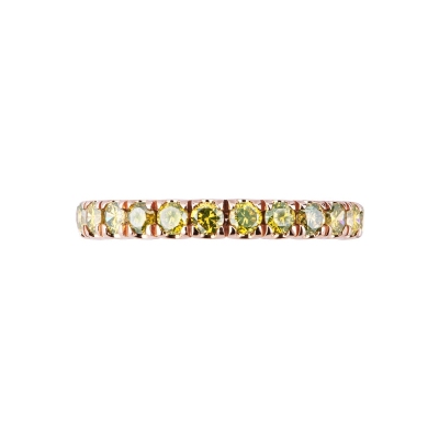Bague Eternity en or rose 750 avec diamants jaunes