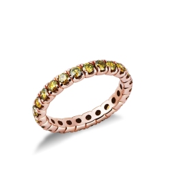Bague Eternity en or rose 750 avec diamants jaunes