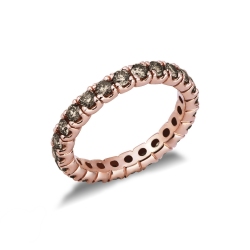 Bague Eternity en or rose 18k avec diamant brown