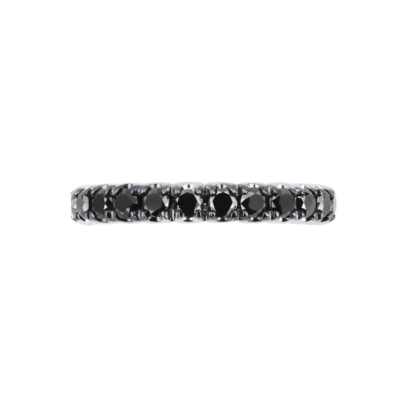 Bague Eternity en or blanc 18k avec diamants noirs 