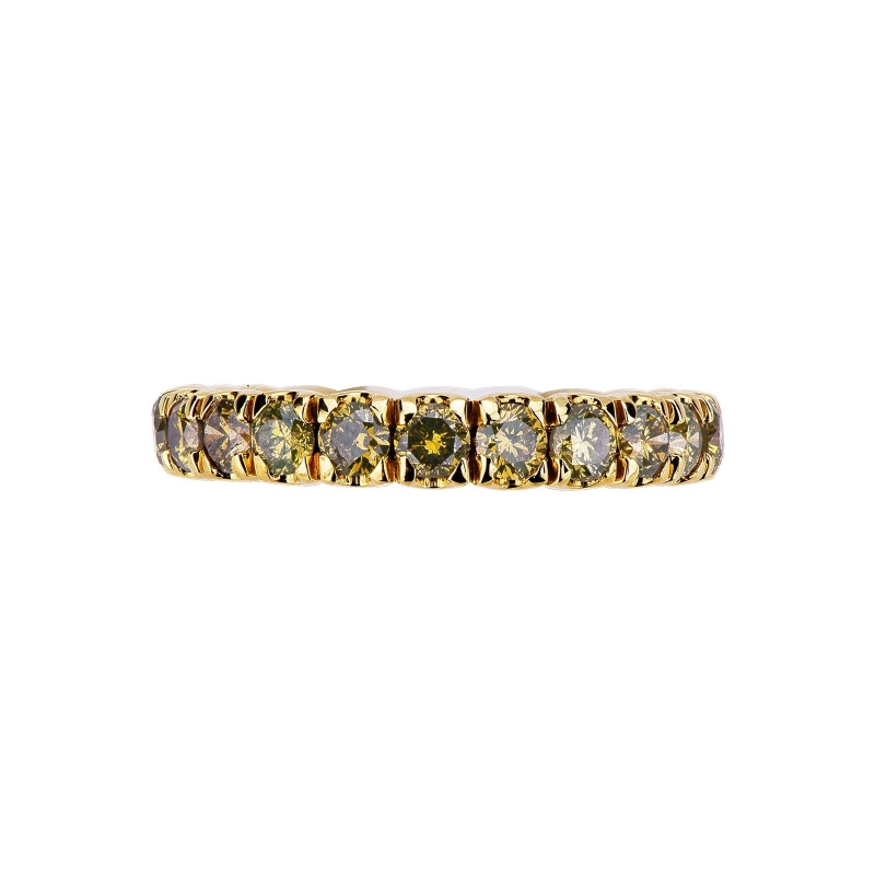 Bague Eternity à griffes en or jaune 18k avec diamants jaunes