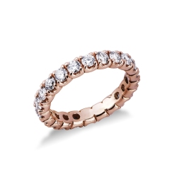 Bague d'éternité griffe en or rose et diamants