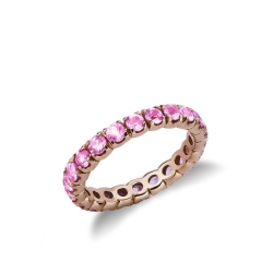 Bague Eternity en or rose 18k avec saphirs roses