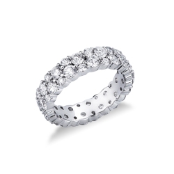Bague éternité 2 rangées de diamants en or blanc 18 ct
