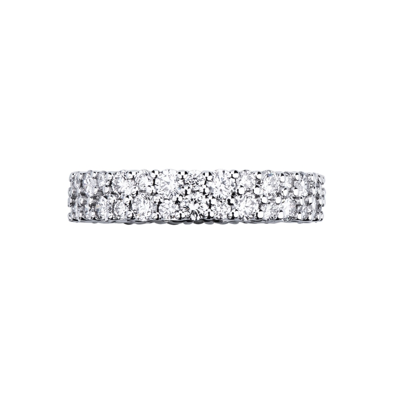 Bague eternity en or blanc 18k avec deux rangées de diamants 