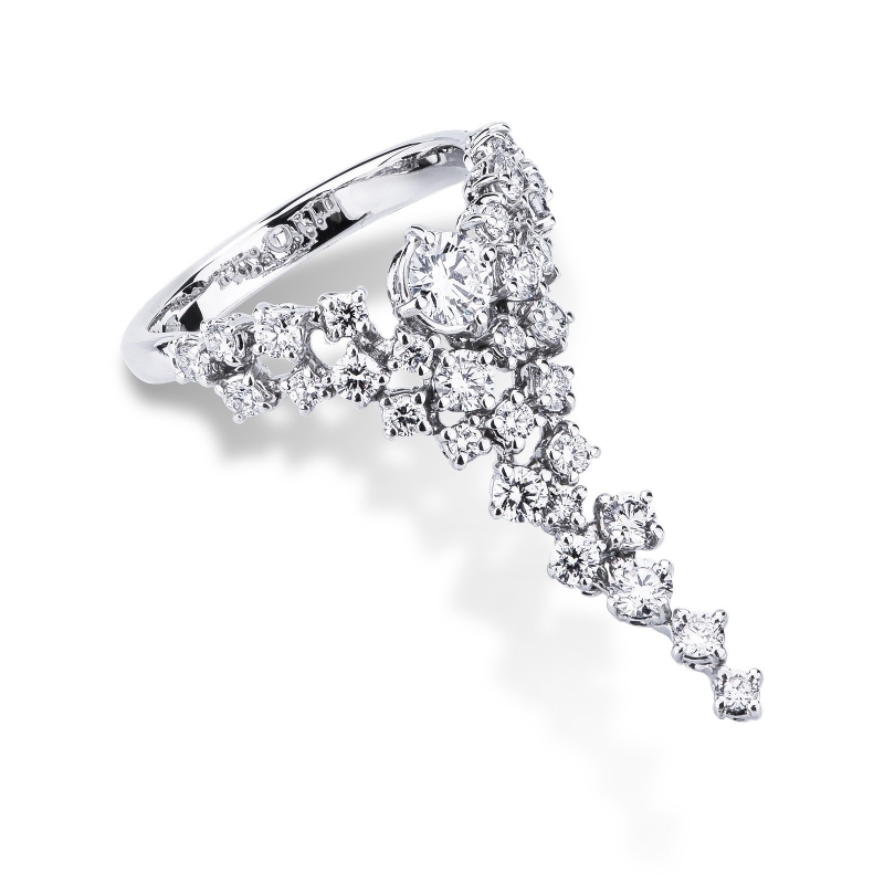 Bague Cascade en Or Blanc 18k avec Diamants