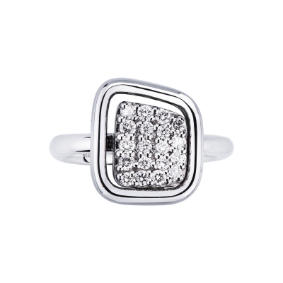 Bague géométrique en or blanc 18k avec diamants