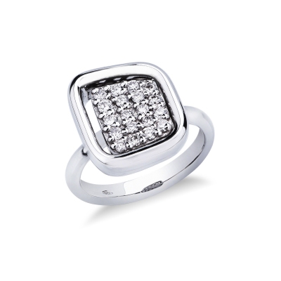 Bague géométrique en or blanc 18k avec diamants