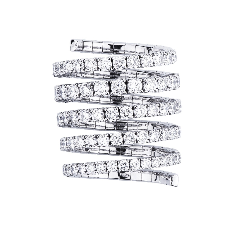 Bague design en or blanc 18k et diamants