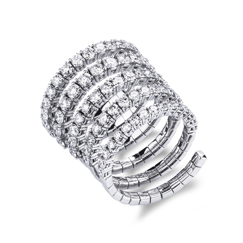 Bague design en or blanc 18k et diamants