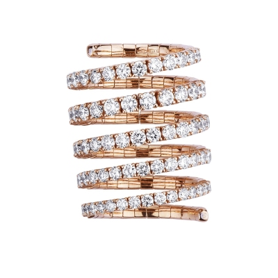 Bague à ressort en or rose 18 carats avec diamants