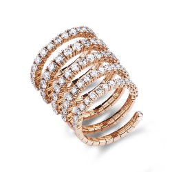 Bague à ressort en or rose 18 carats avec diamants