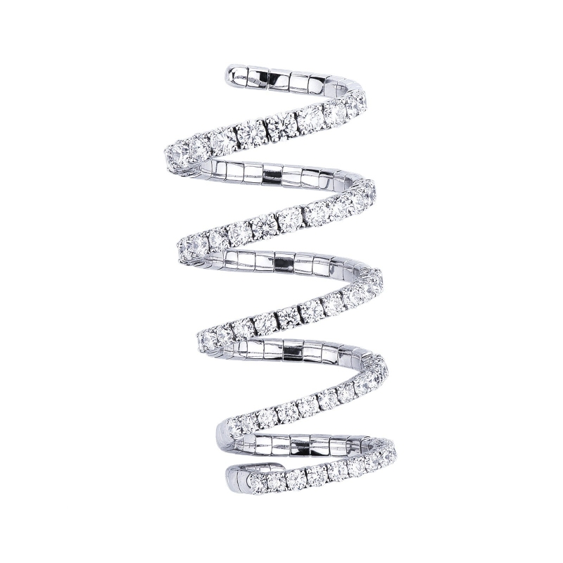 Bague felexible ressort en or blanc 18k avec diamants